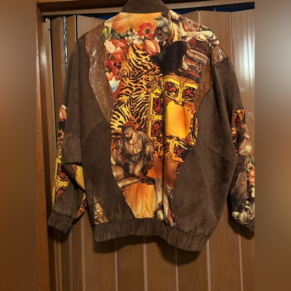 Julian K Vintage Oversized Leather & Cotton Jacket Middle Eastern Design Size  S - Picture 12 of 16
